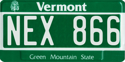 VT license plate NEX866