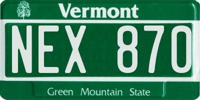 VT license plate NEX870