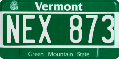 VT license plate NEX873