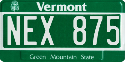VT license plate NEX875