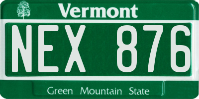 VT license plate NEX876