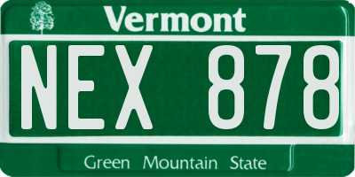 VT license plate NEX878