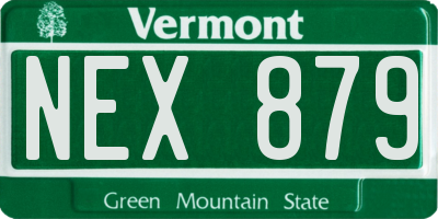 VT license plate NEX879