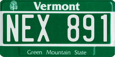 VT license plate NEX891