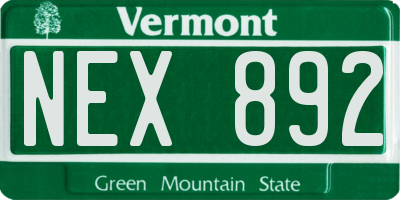 VT license plate NEX892