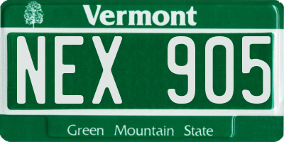 VT license plate NEX905