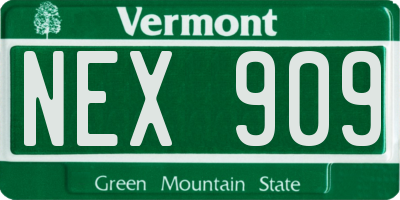 VT license plate NEX909