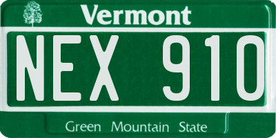 VT license plate NEX910