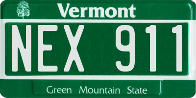 VT license plate NEX911