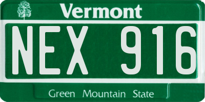 VT license plate NEX916