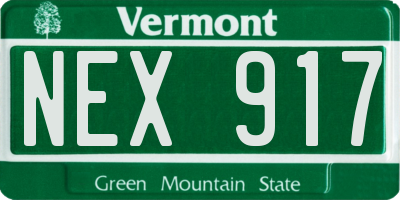 VT license plate NEX917