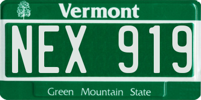 VT license plate NEX919