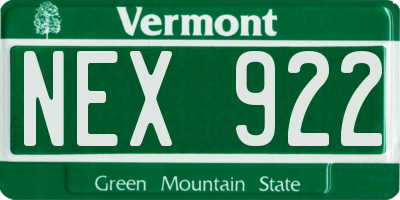 VT license plate NEX922