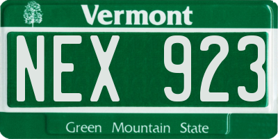 VT license plate NEX923