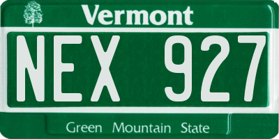 VT license plate NEX927