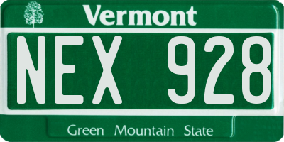 VT license plate NEX928