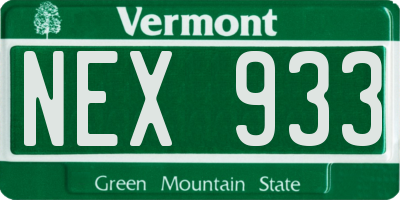 VT license plate NEX933
