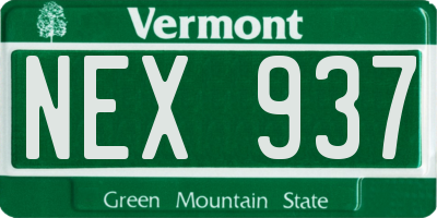 VT license plate NEX937