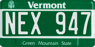 VT license plate NEX947