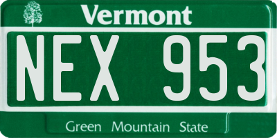 VT license plate NEX953