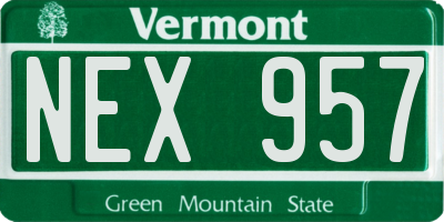 VT license plate NEX957