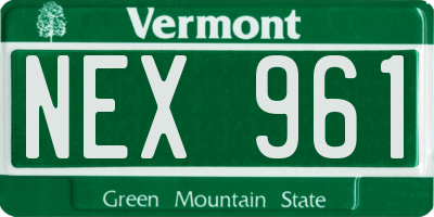 VT license plate NEX961