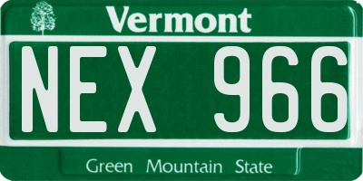 VT license plate NEX966
