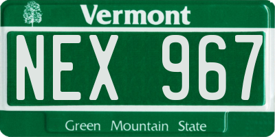 VT license plate NEX967