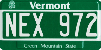 VT license plate NEX972