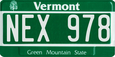 VT license plate NEX978