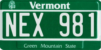 VT license plate NEX981