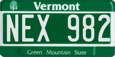 VT license plate NEX982