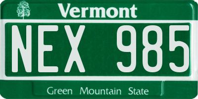 VT license plate NEX985