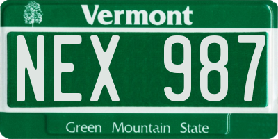 VT license plate NEX987