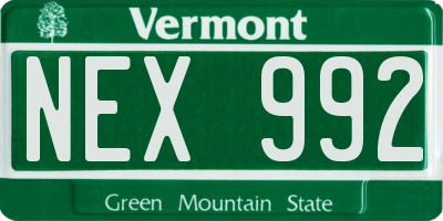 VT license plate NEX992