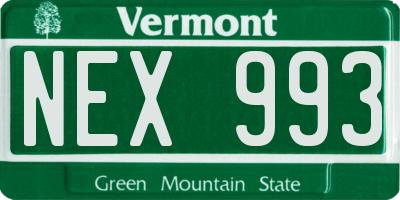 VT license plate NEX993