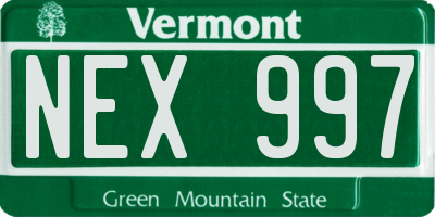 VT license plate NEX997