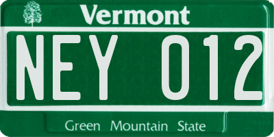 VT license plate NEY012