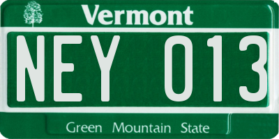 VT license plate NEY013