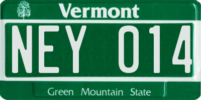 VT license plate NEY014