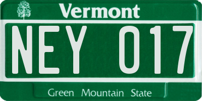 VT license plate NEY017