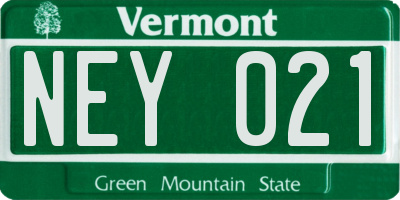 VT license plate NEY021