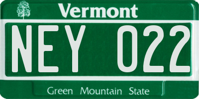 VT license plate NEY022