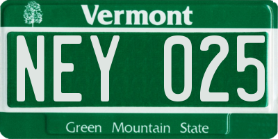 VT license plate NEY025