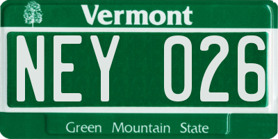 VT license plate NEY026
