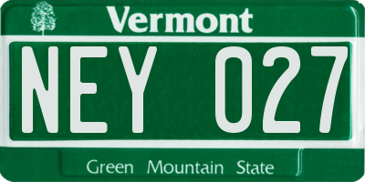 VT license plate NEY027