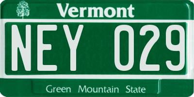 VT license plate NEY029