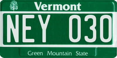 VT license plate NEY030