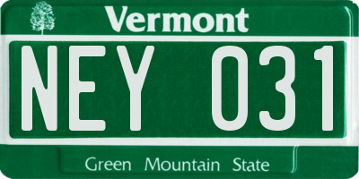 VT license plate NEY031