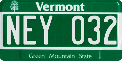 VT license plate NEY032